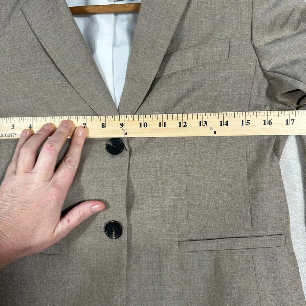 H&M Blazer Jacket Womens XS Taupe Brown Two Button Tailored Professional
